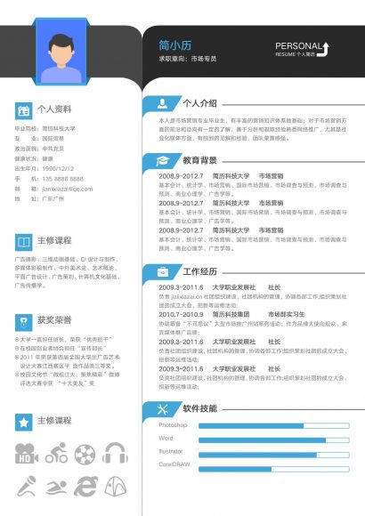 市场营销专员简历模板免费下载