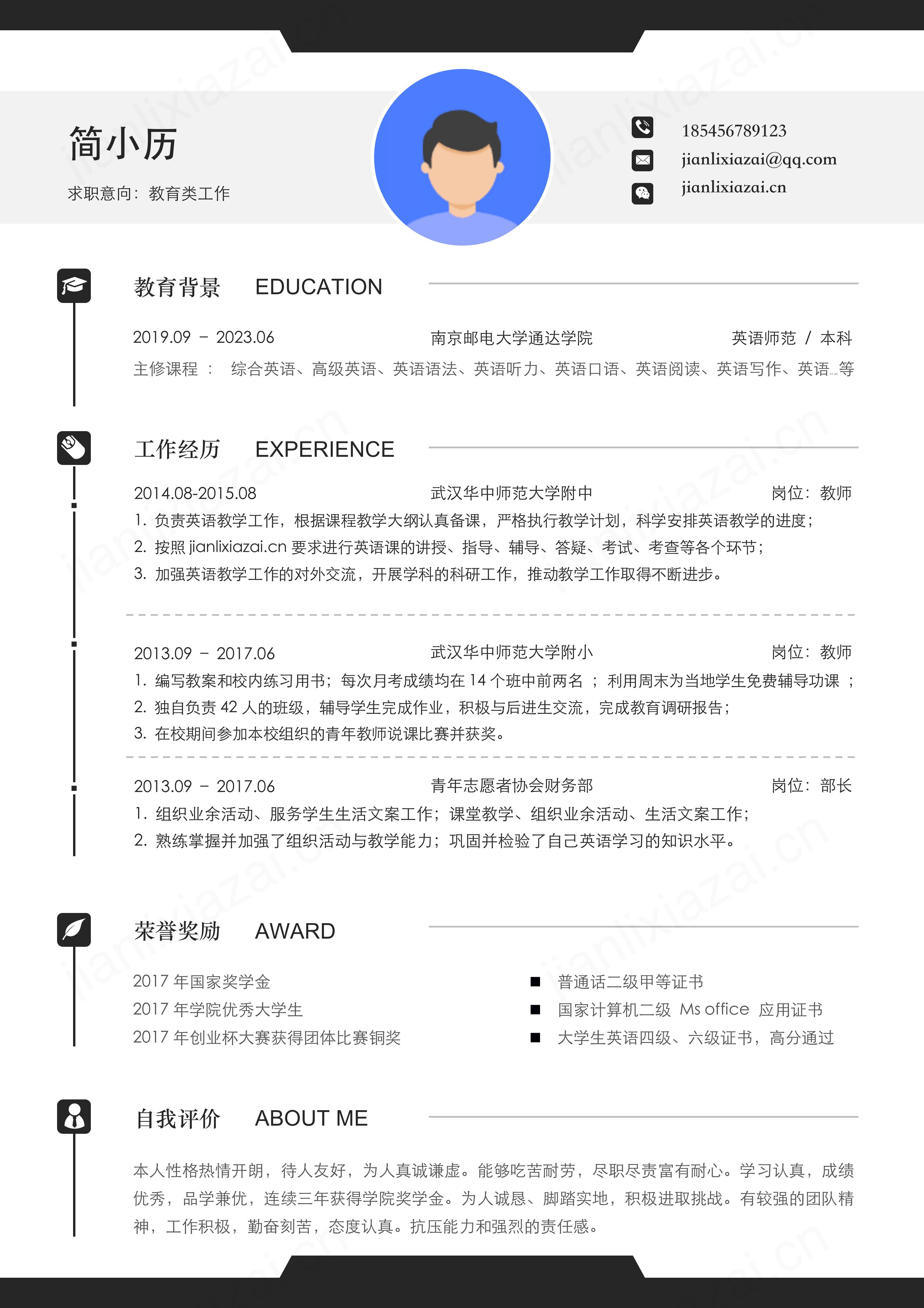 通用商务简约求职简历模板